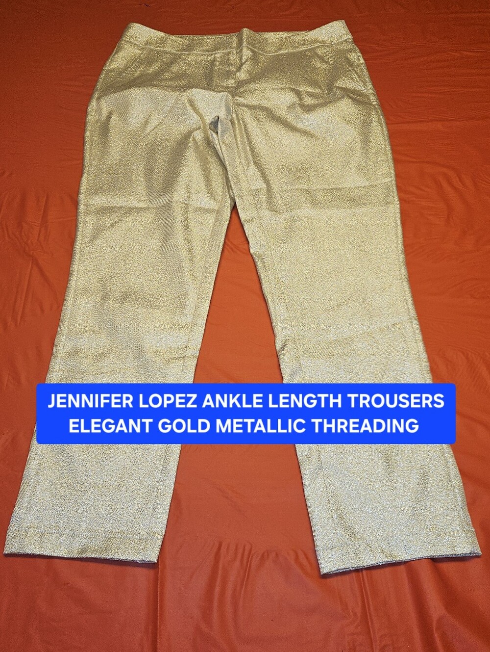 Jennifer Lopez Size 6 Gold Metallic Ankle-Length/Cropped Trousers 2011 NWOT